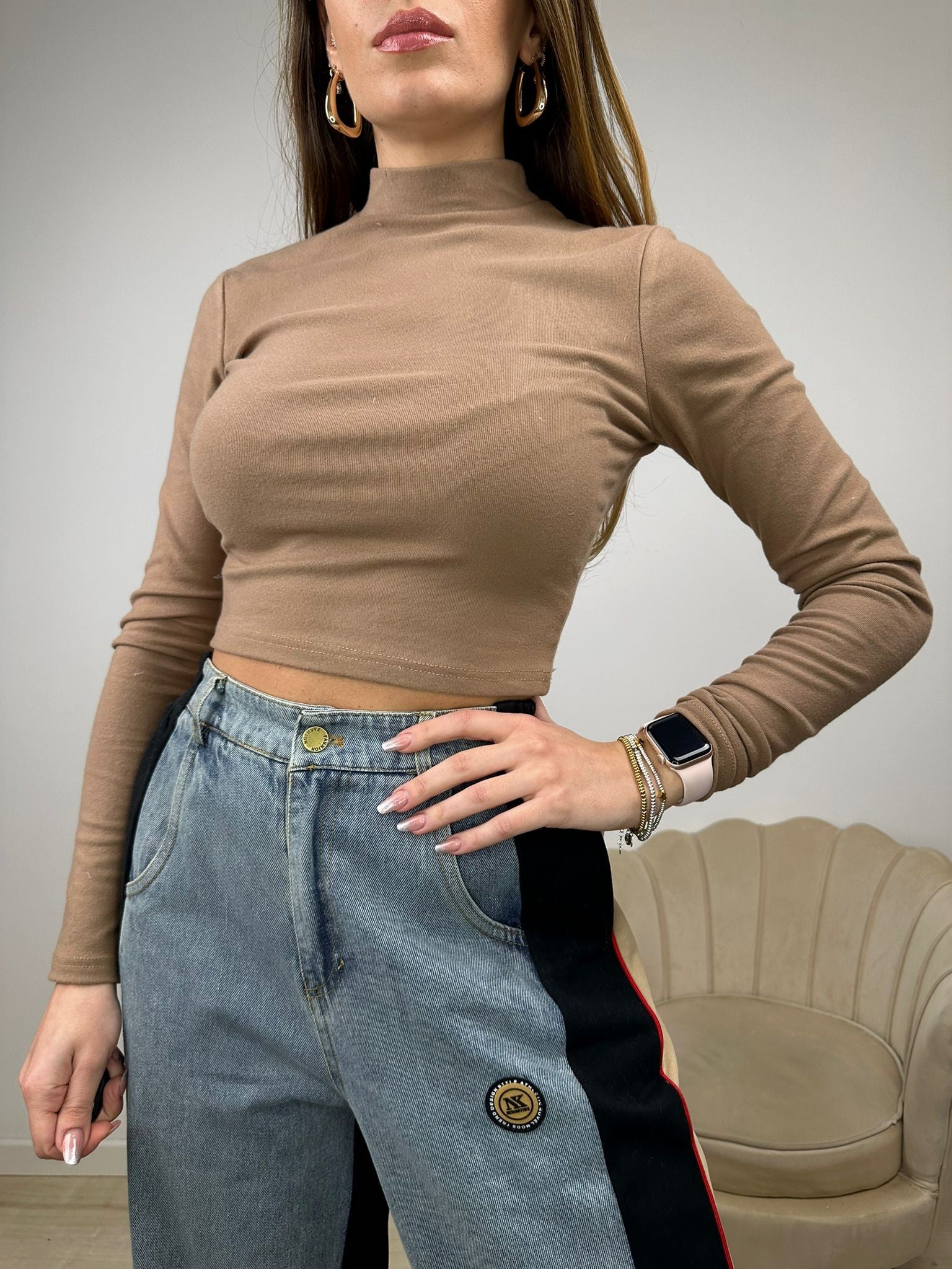 PULL CROP LUIS TAUPE