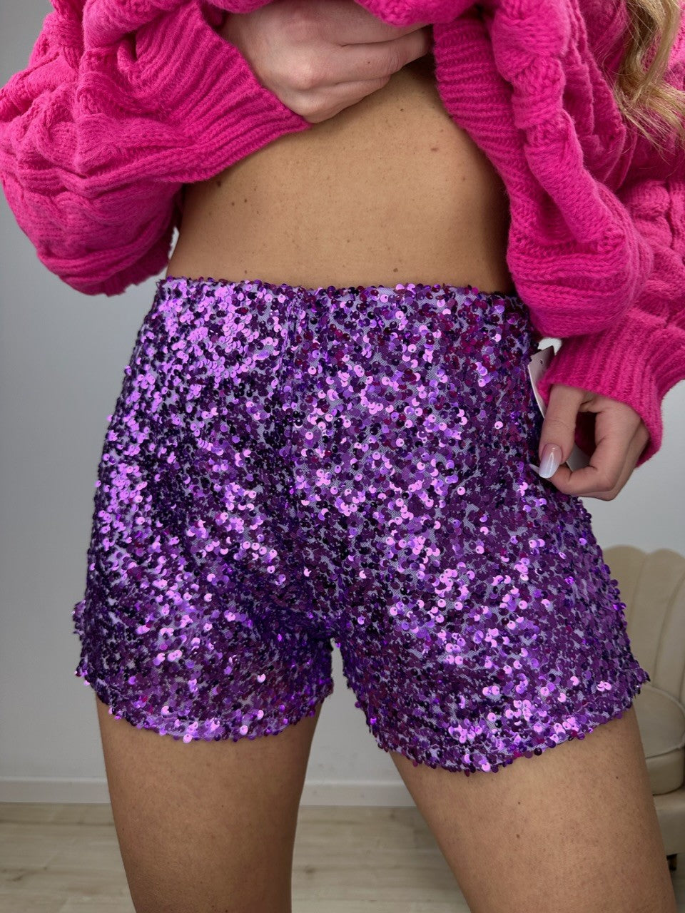 SHORT PAILLETTES VIOLA