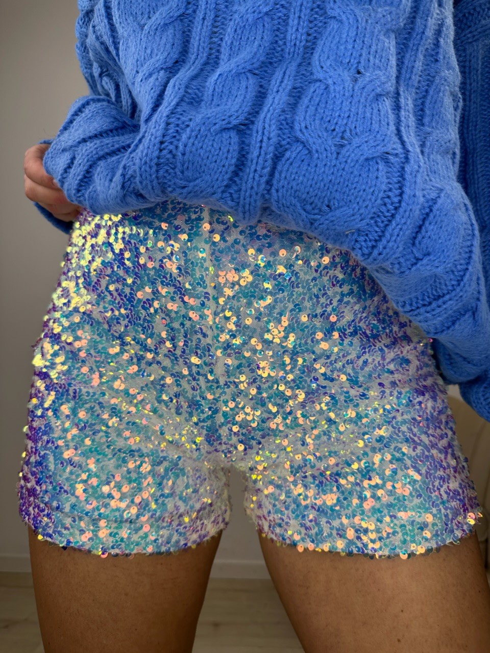 SHORT PAILLETTES BIANCO