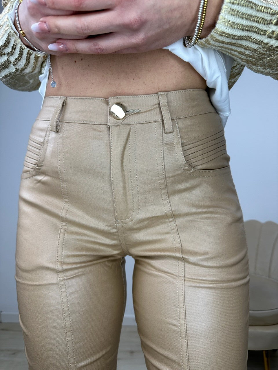 PANTALONI ECOPELLE GIORGIA CAMEL