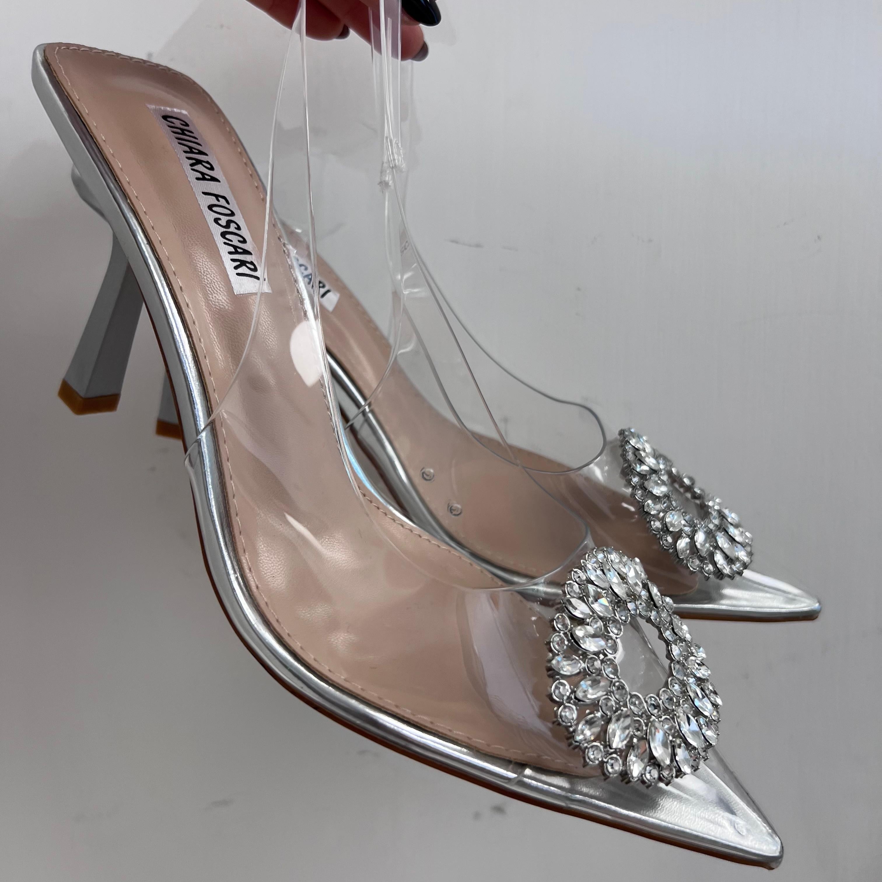 DèCOLLETè CRYSTAL TACCO ALTO SILVER