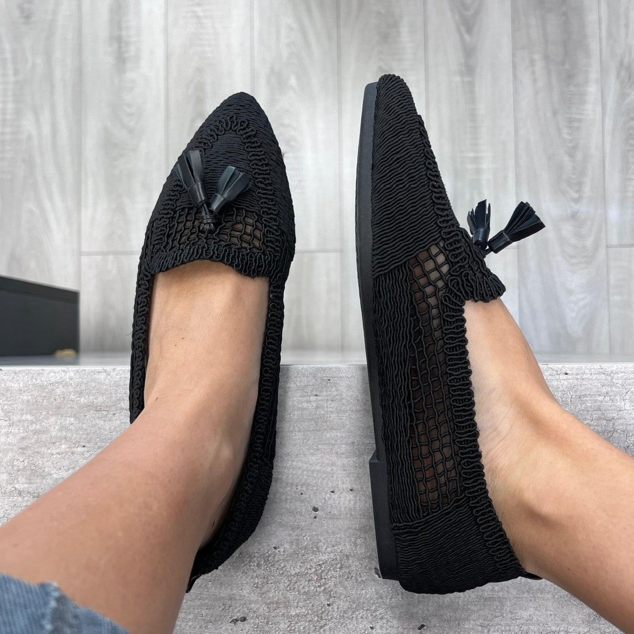 MOCASSINI UNCINETTO FARY NERO