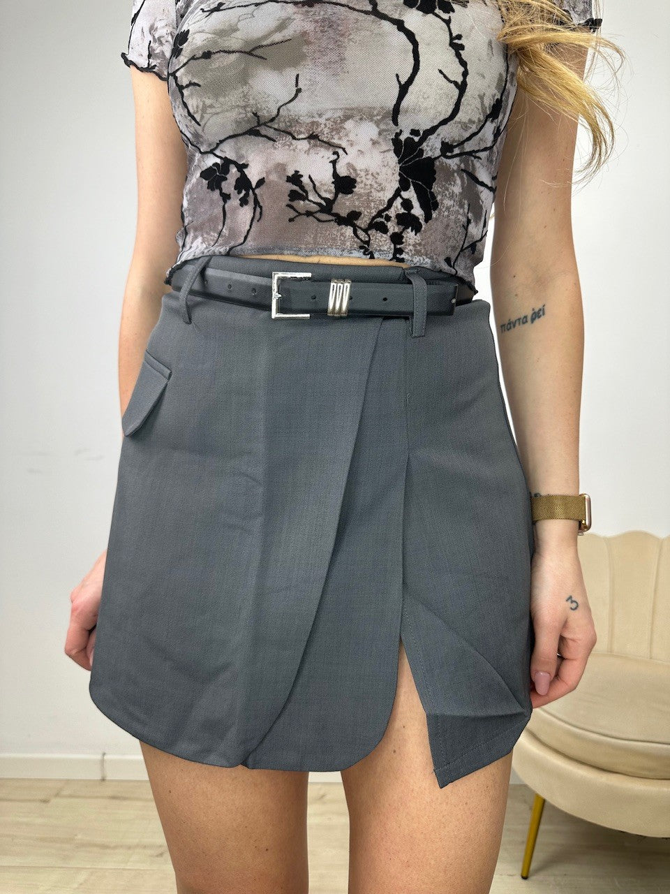 SHORT GONNA MICHEL GRIGIA