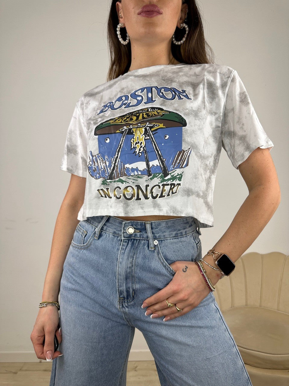 T-SHIRT CROP BOSTON BIANCA