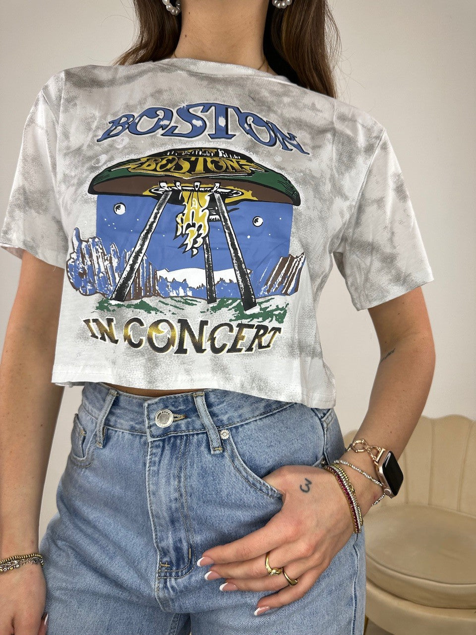 T-SHIRT CROP BOSTON BIANCA
