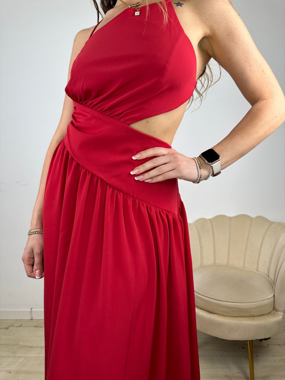 LONG DRESS SARAM LUMINA ROSSO