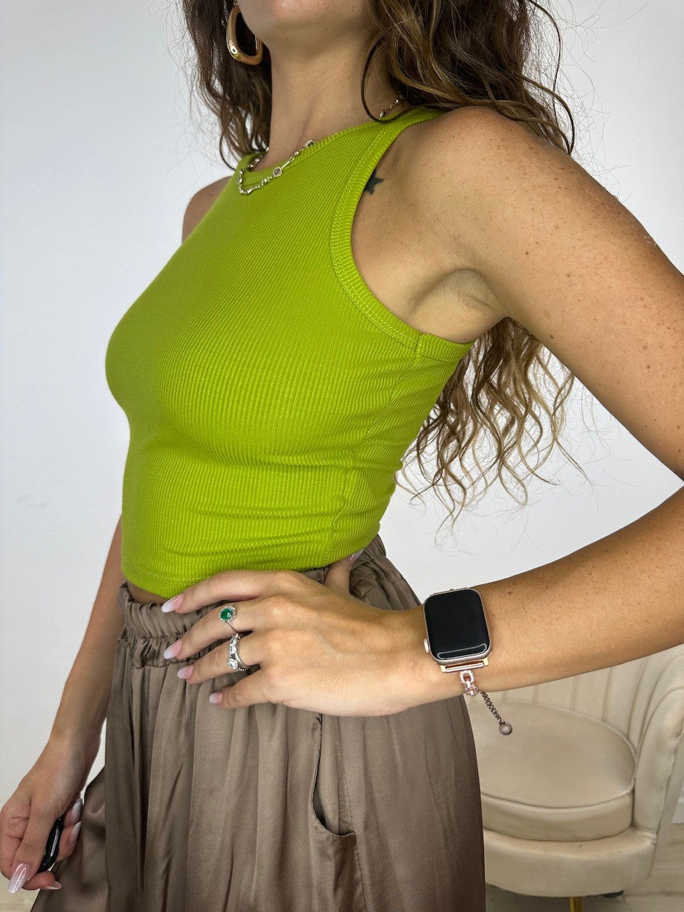 CROP TOP COSTINE GIULY VERDE LIME