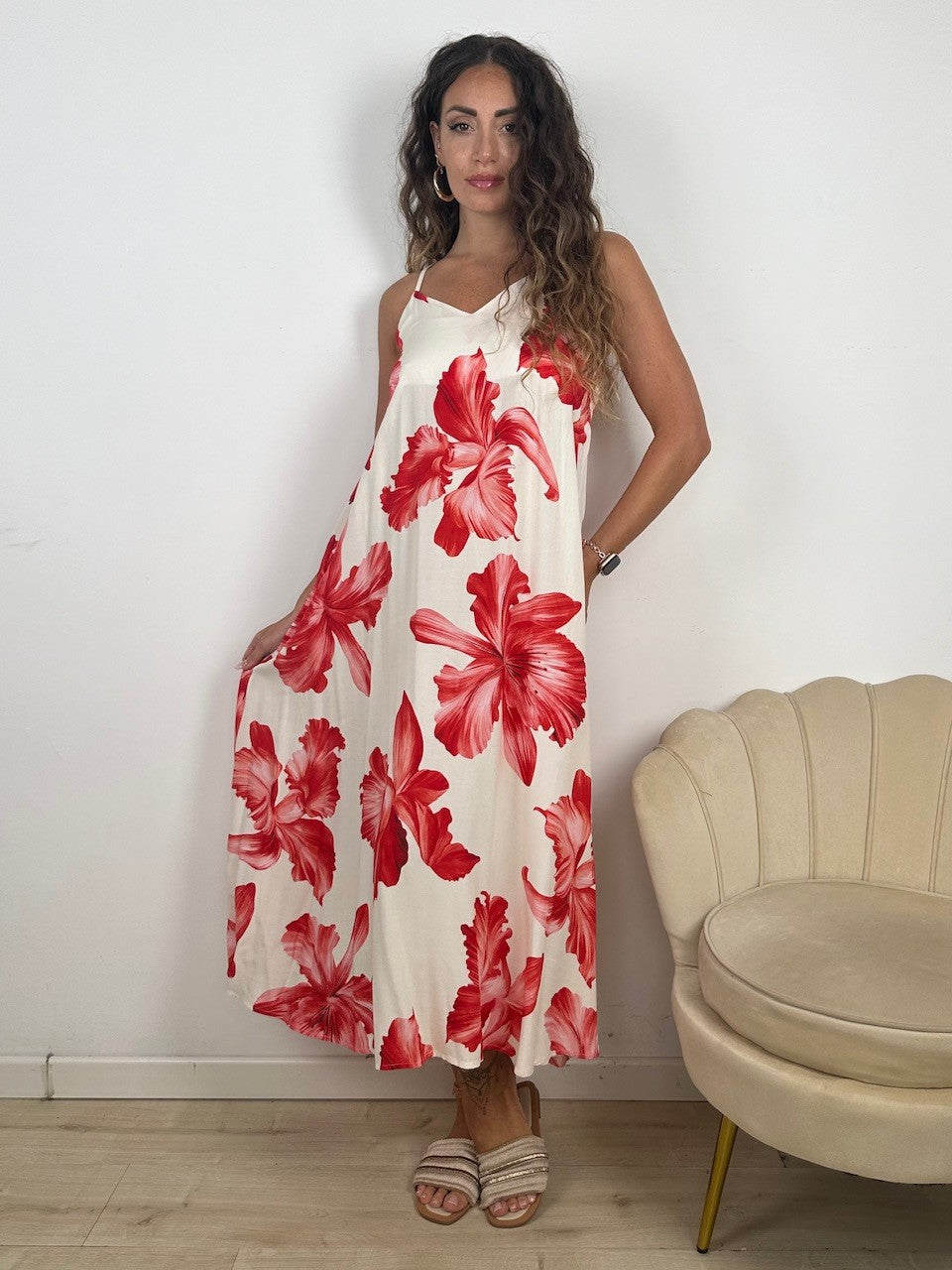 LONG DRESS KLIM LUMINA ROSSO
