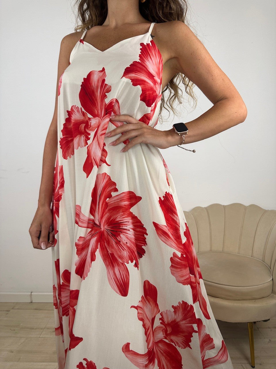 LONG DRESS KLIM LUMINA ROSSO