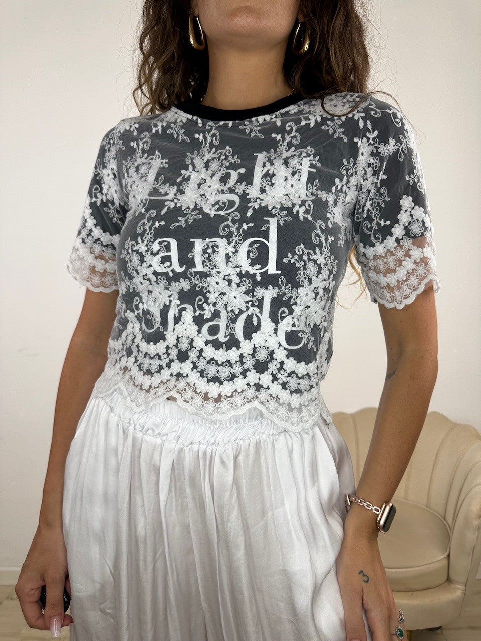 MAGLIA CON PIZZO CLARY NERO