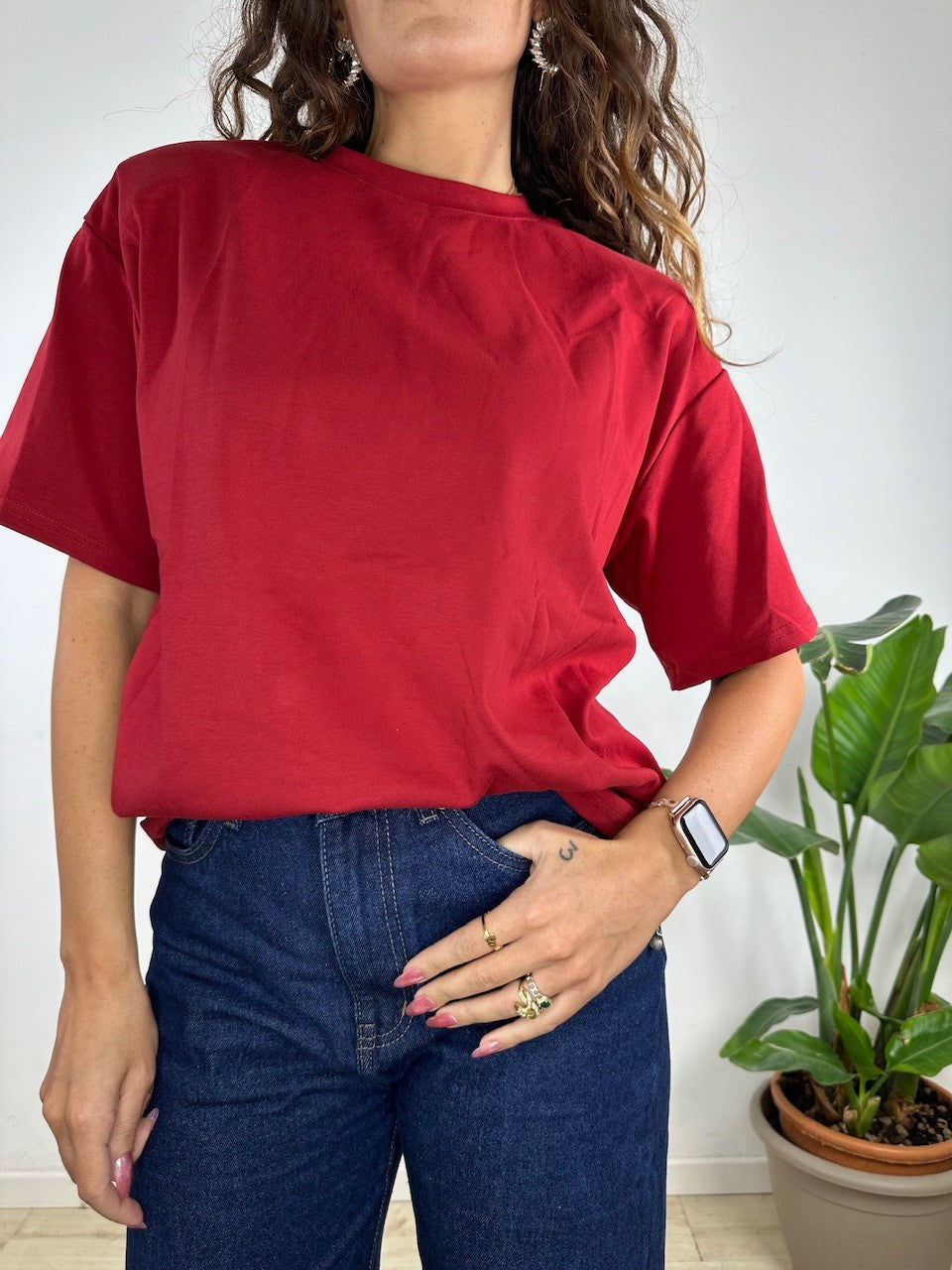 T-SHIRT MAXI SPALLINE BORDEAUX