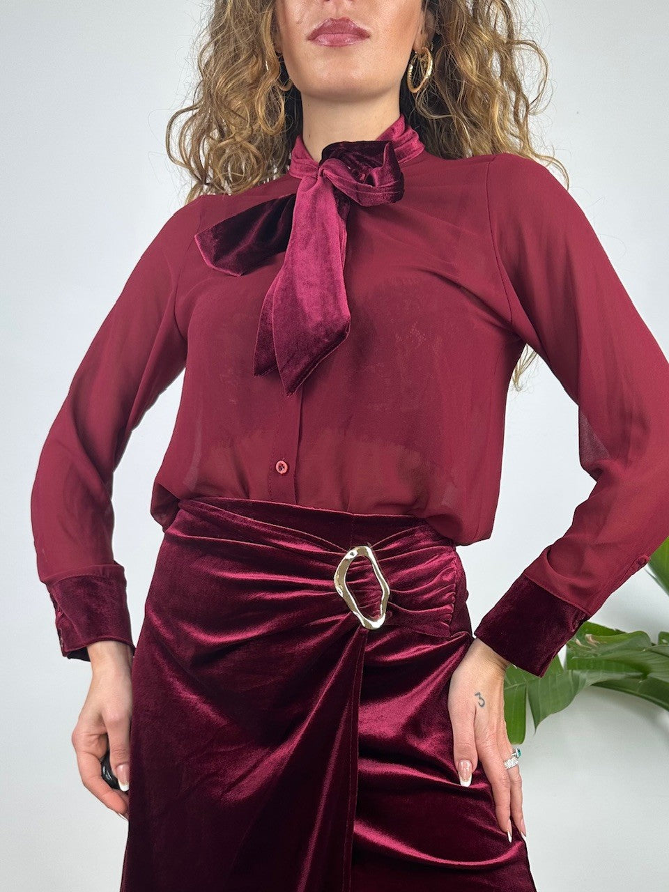 CAMICIA FLORA BORDEAUX