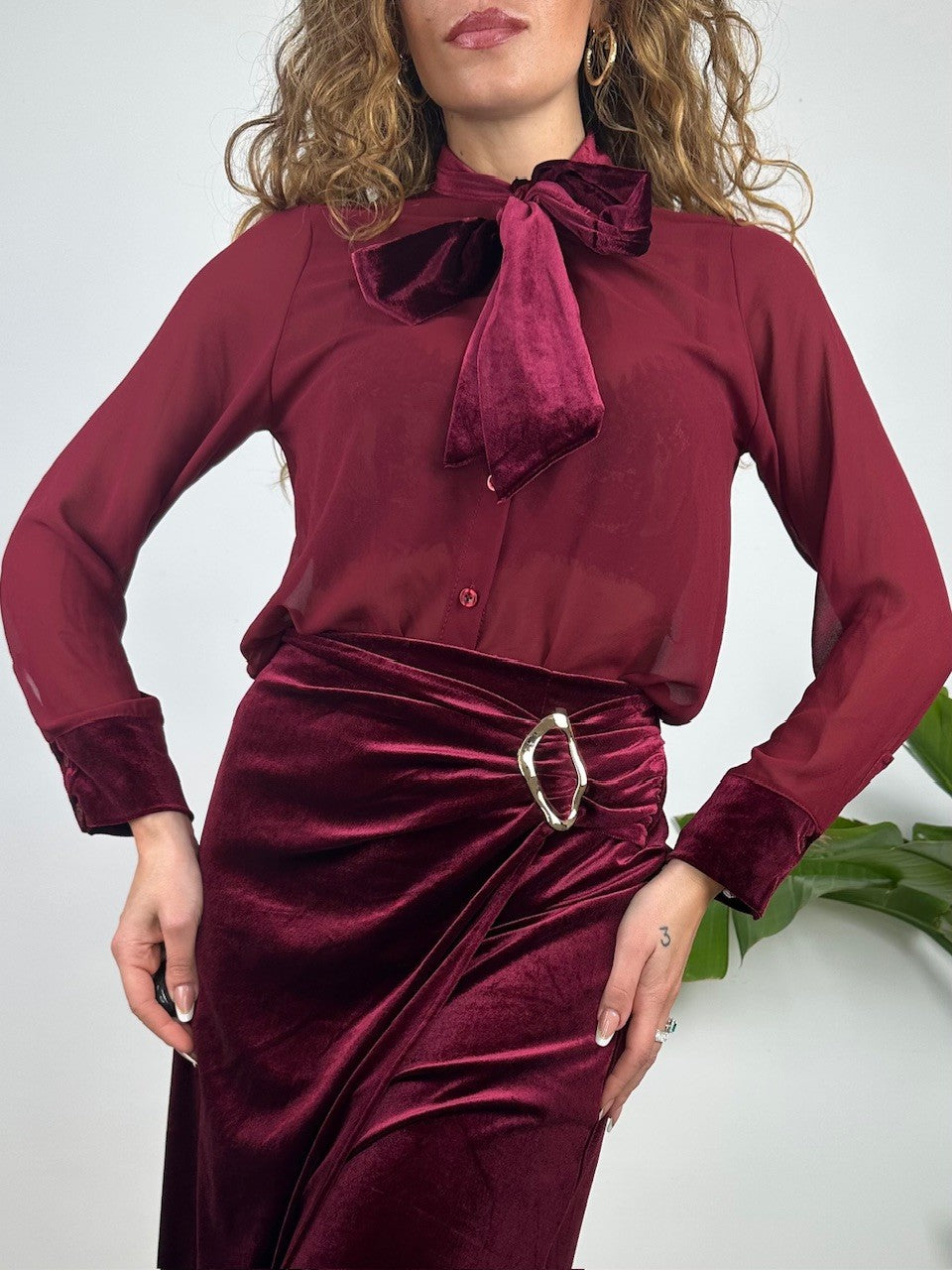 CAMICIA FLORA BORDEAUX