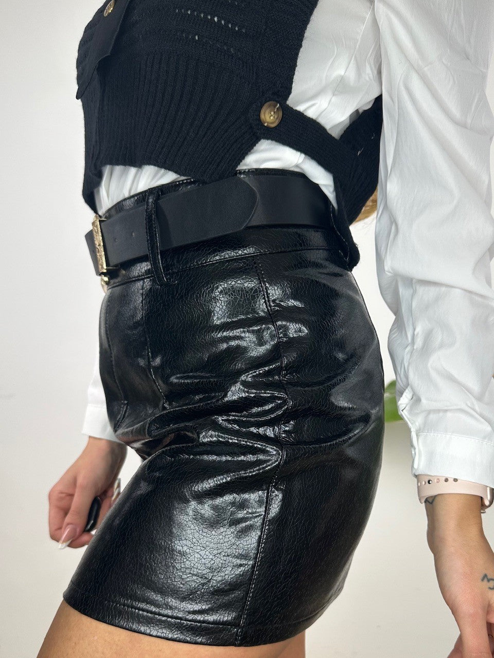 GONNA MINI ECOPELLE NERA