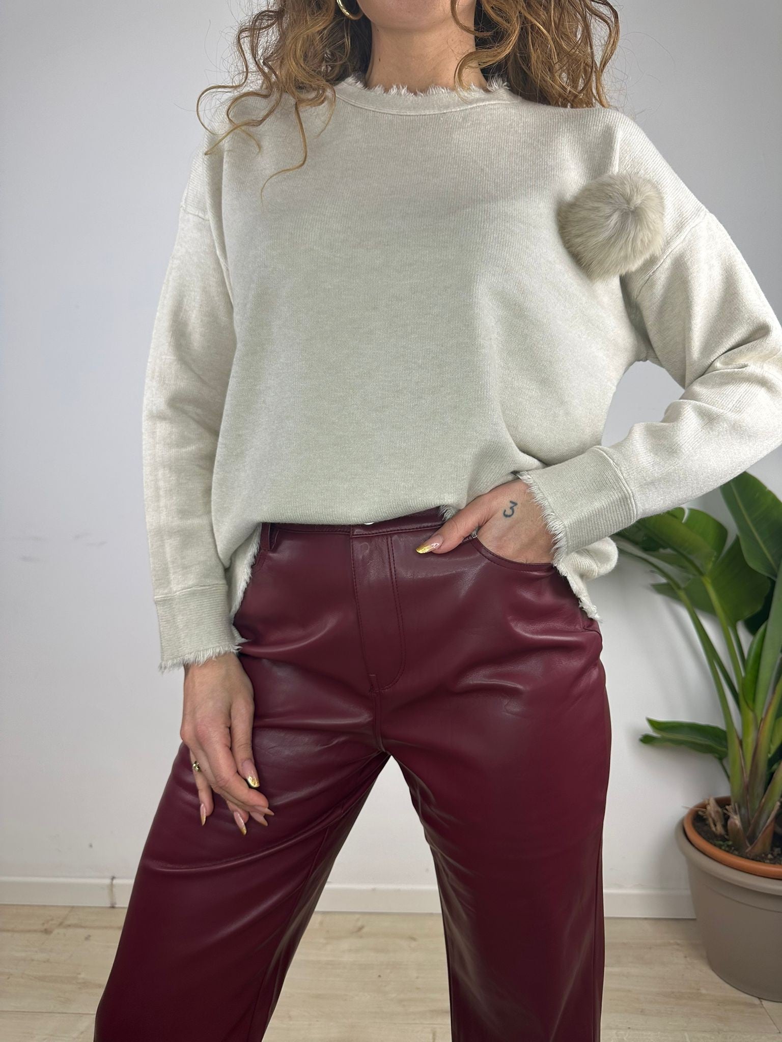 PULLOVER PON PON BEIGE