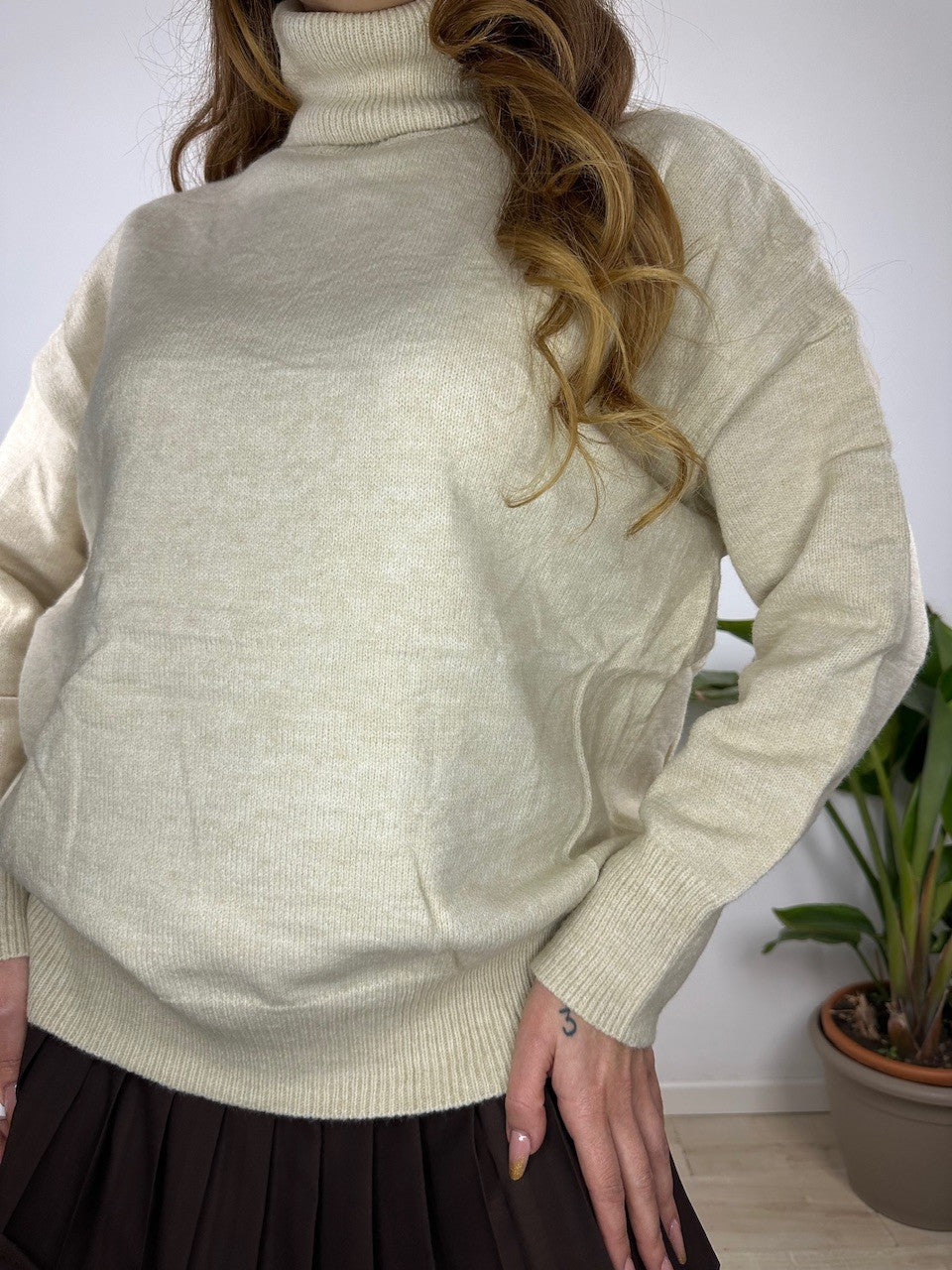 MAXI PULL DOLCEVITA BEIGE