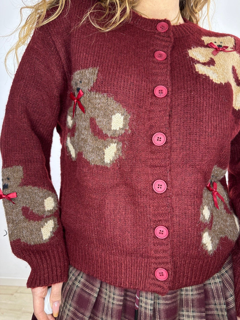 MAXI CARDIGAN TEDDY BORDEAUX