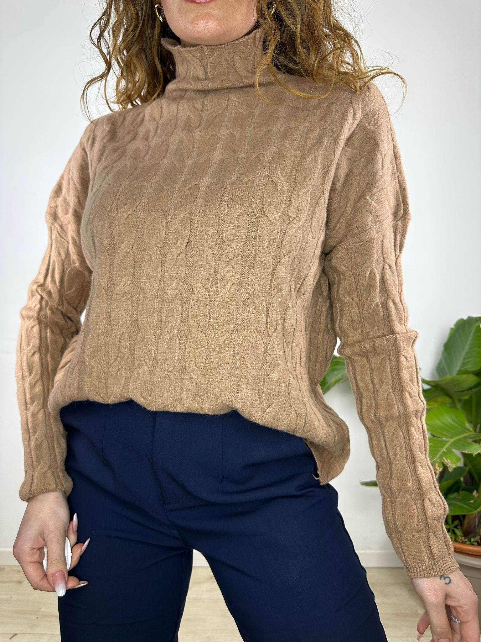 PULLOVER TRECCE CAMEL