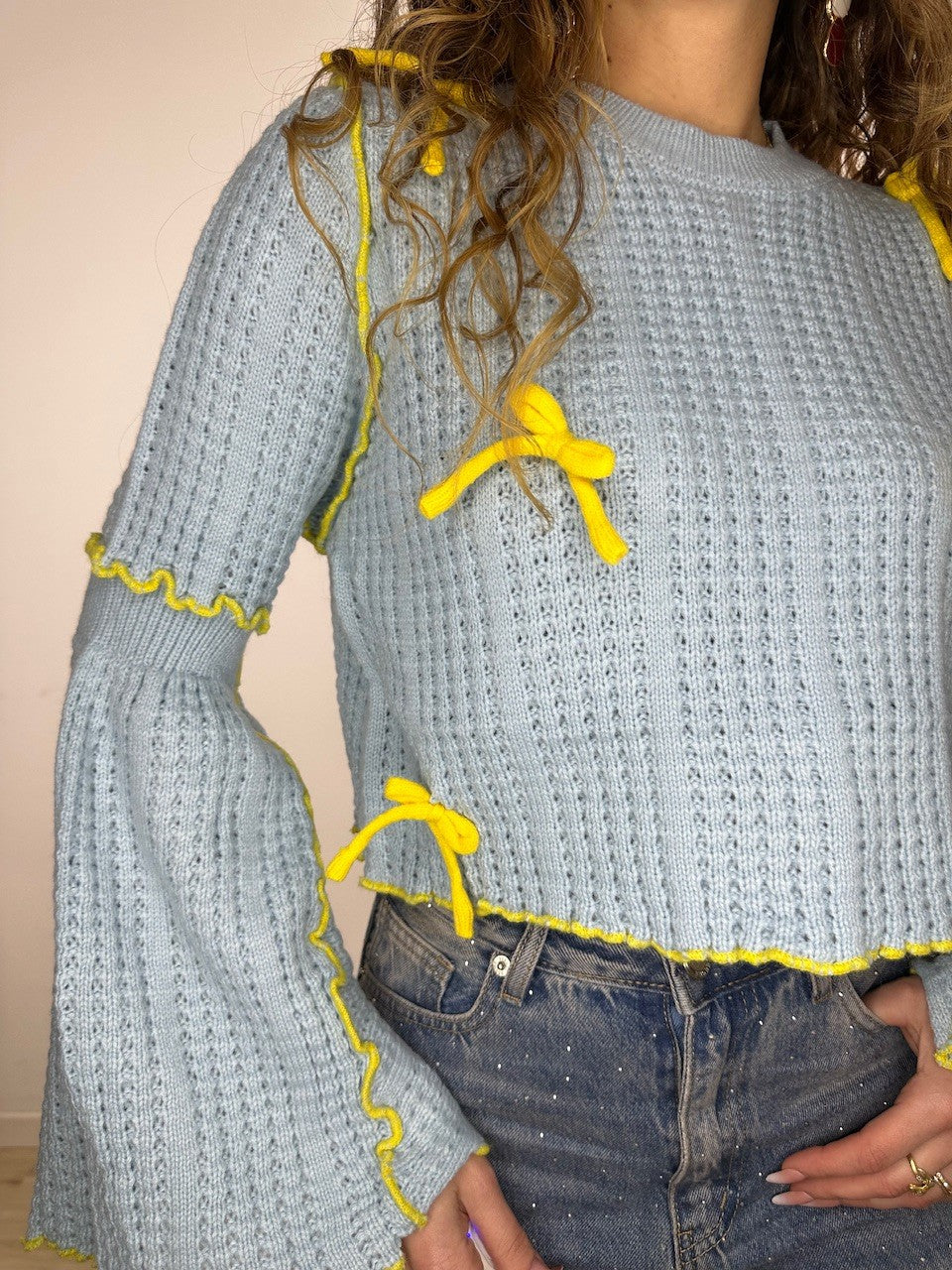 PULL CROP SUPERPROMO AZZURRO