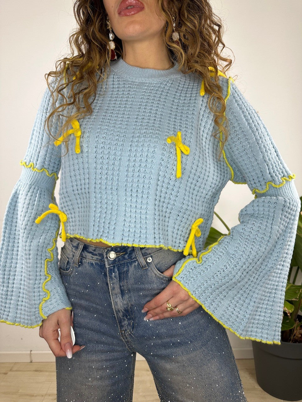 PULL CROP SUPERPROMO AZZURRO