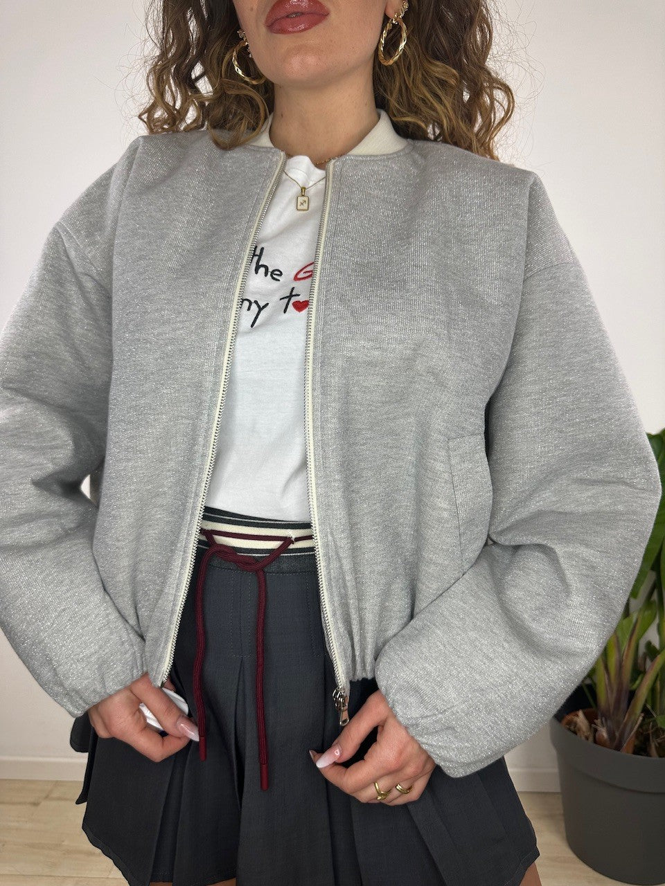 GIUBBINO BOMBER CROP LUMINA