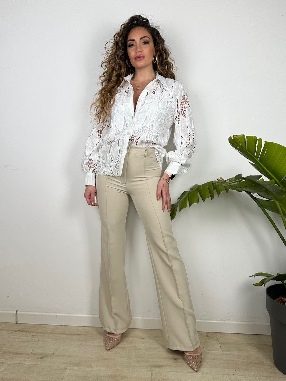 PANTALONI FLARE MARLEN BEIGE