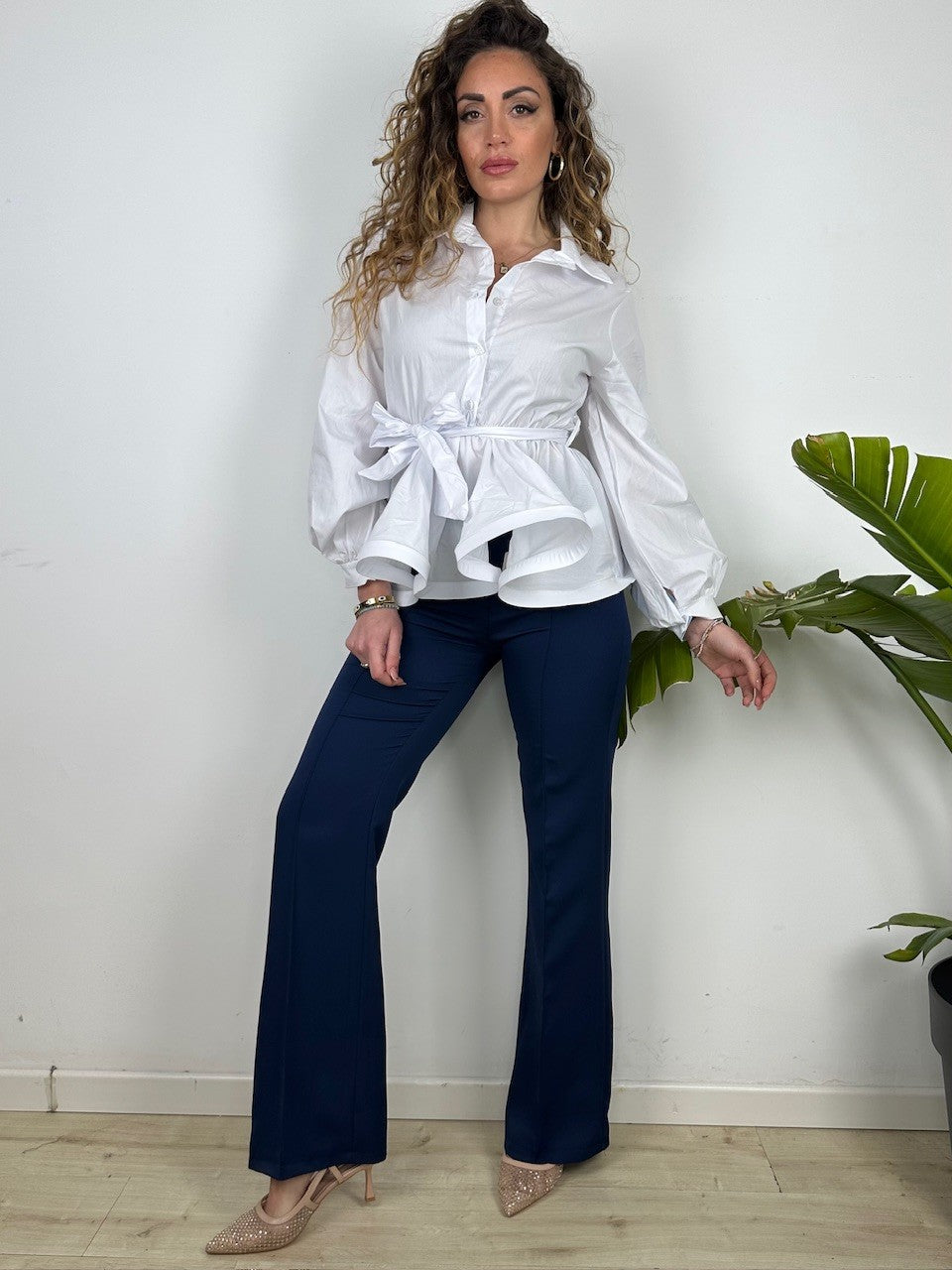 PANTALONI FLARE MARLEN BLU