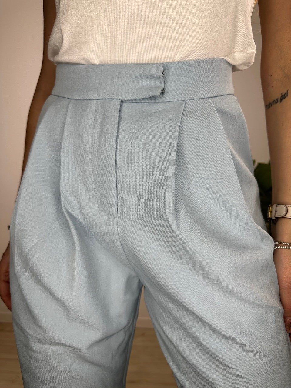 PANTALONI FIORY AZZURRO