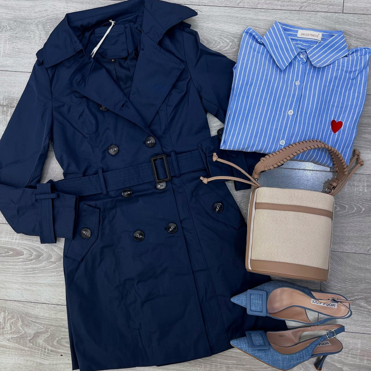 TRENCH DOPPIO PETTO BLU