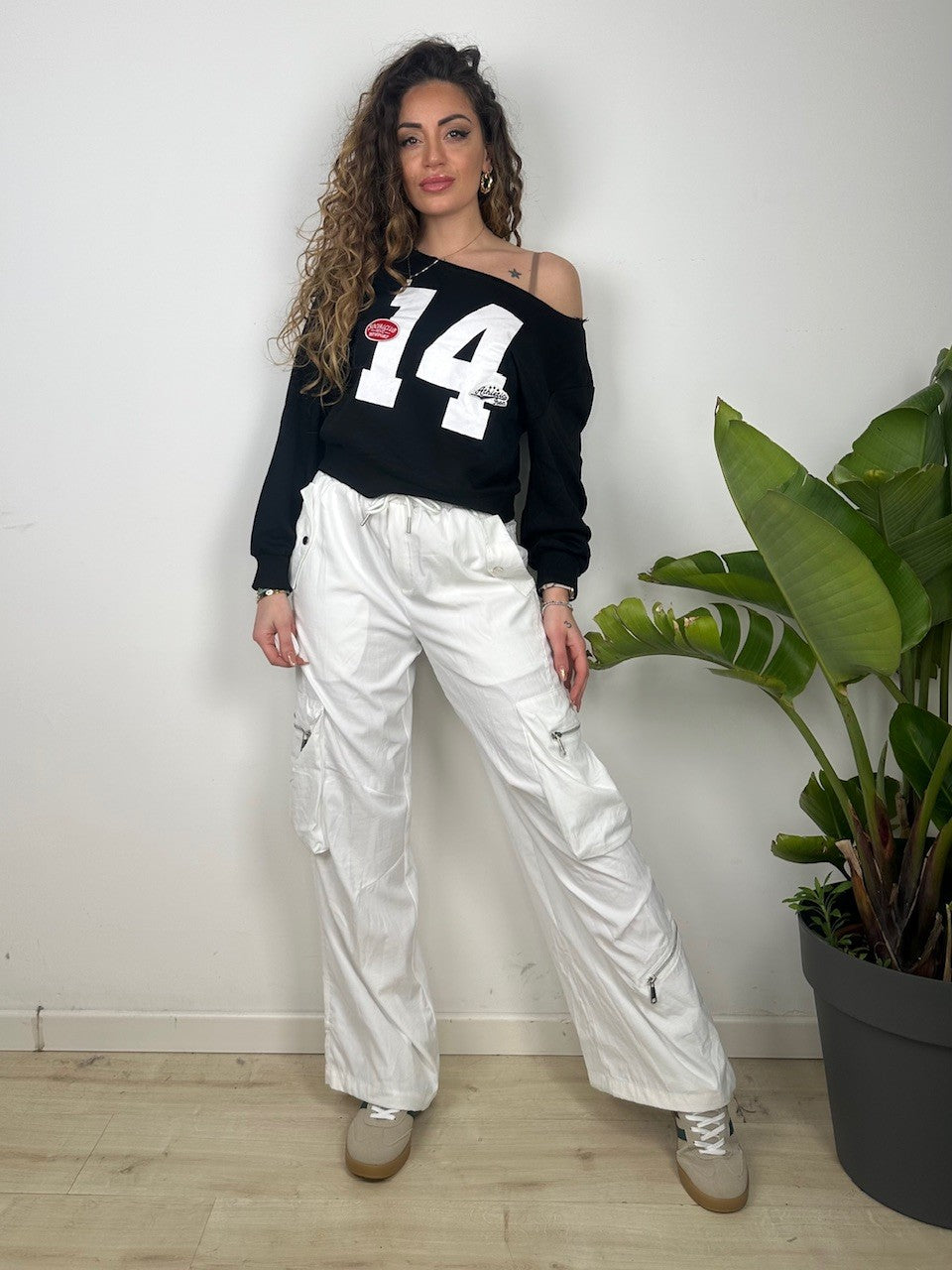 PANTALONI CARGO JOY BIANCO