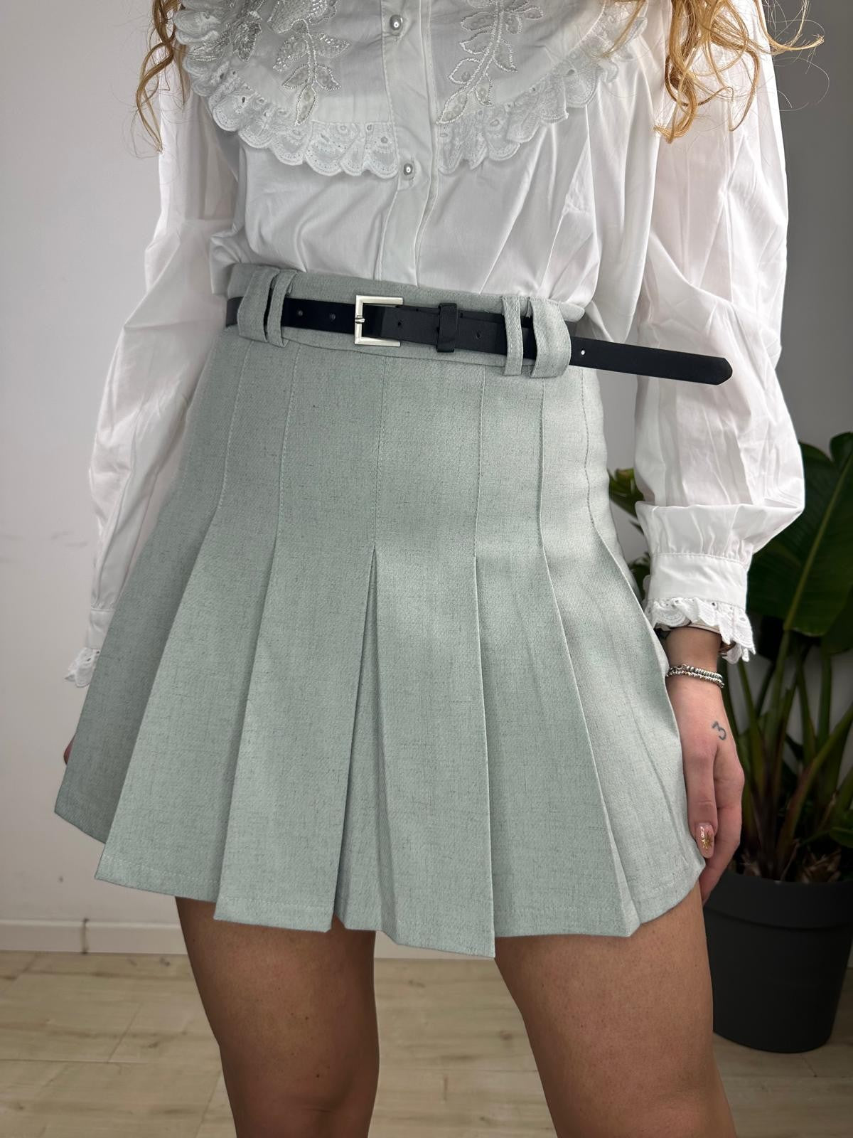 MINIGONNA PLISSE' VERDE