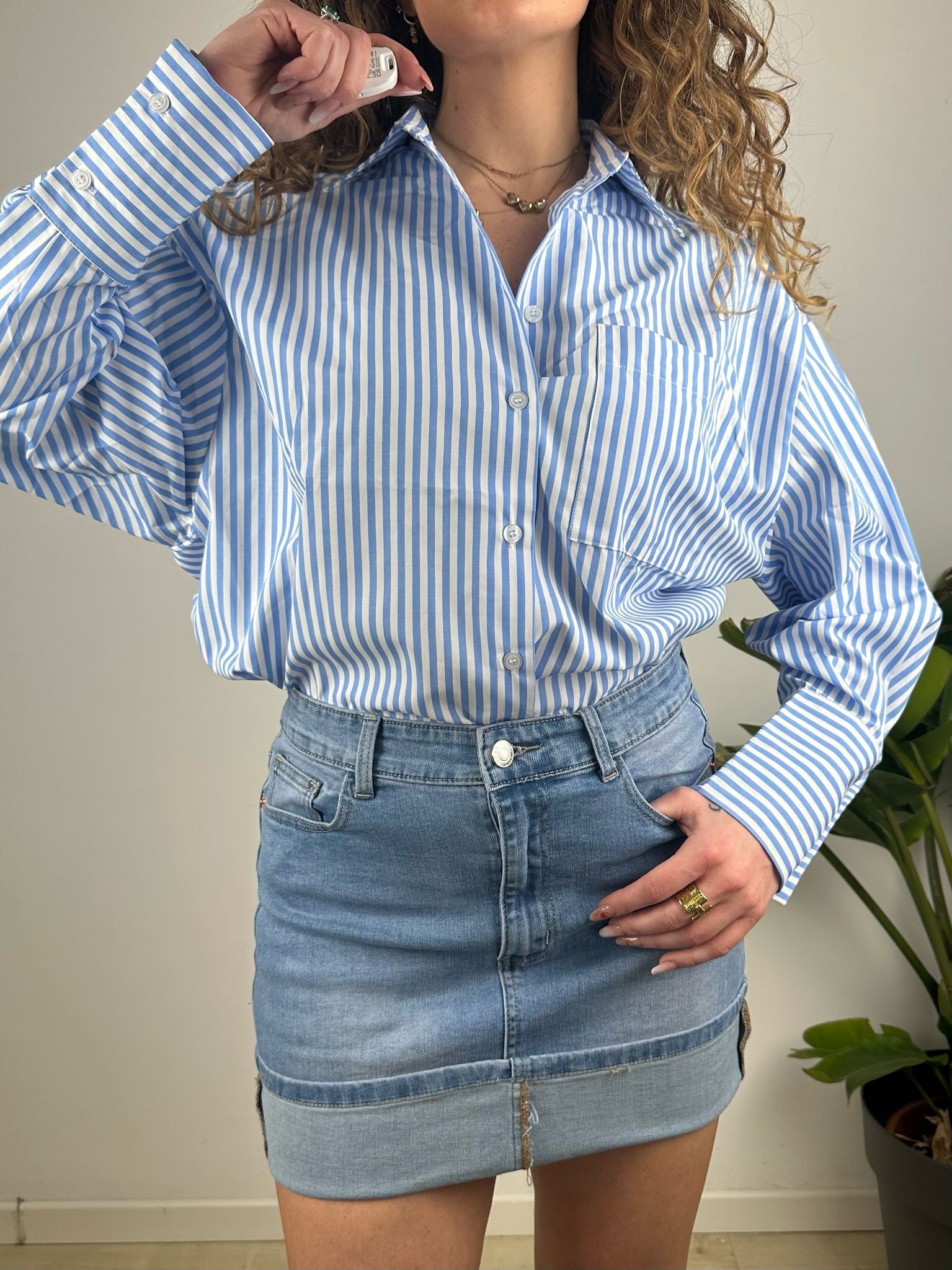 CAMICIA OVER AZZURRA