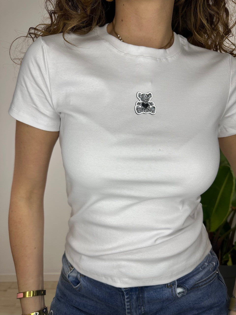 T-SHIRT MICRO ORSETTO BIANCA