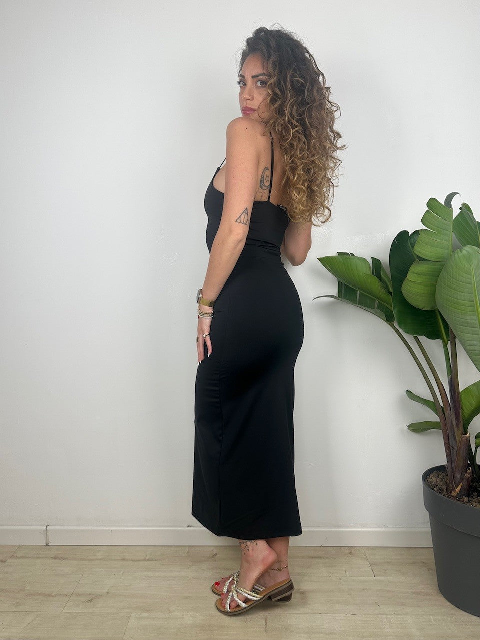 LONG DRESS LICRA NERO