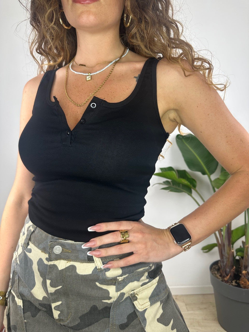 CANOTTA SIMPLY BOTTONCINI NERA