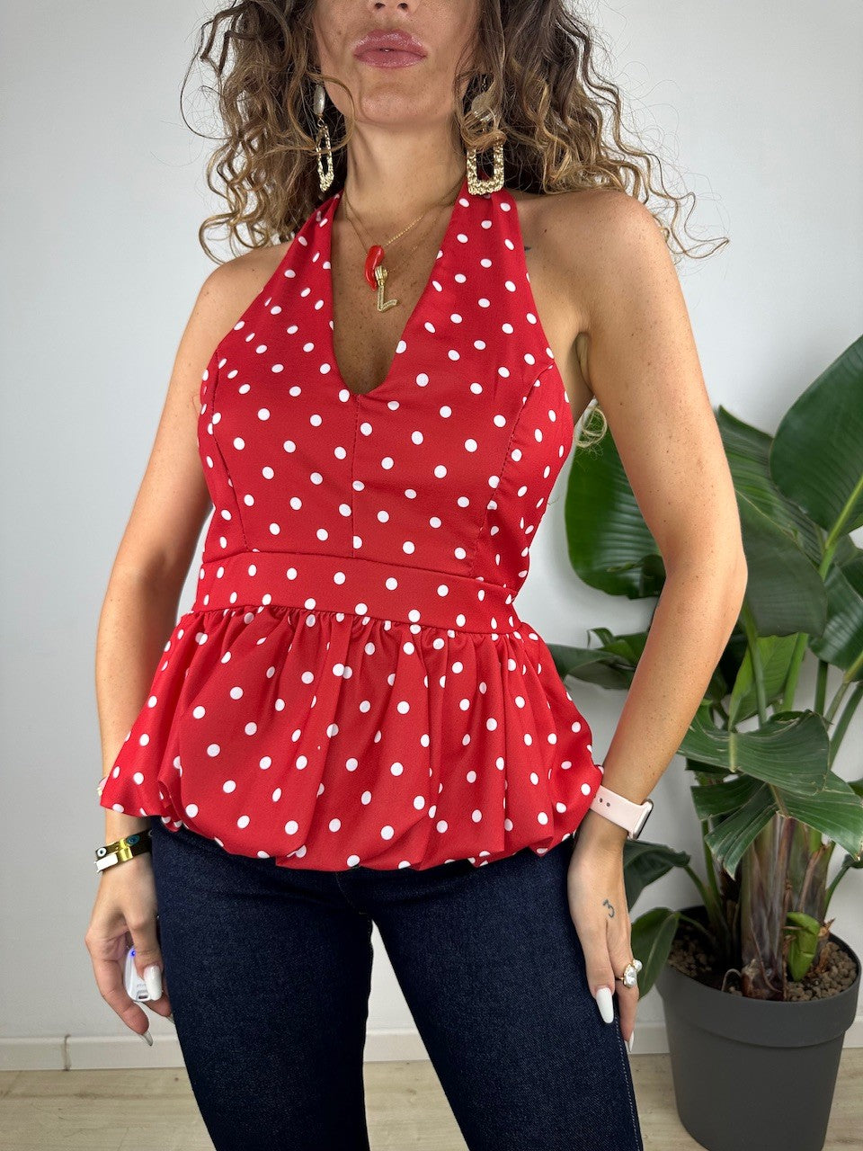 TOP CLAUDIA POIS ROSSO