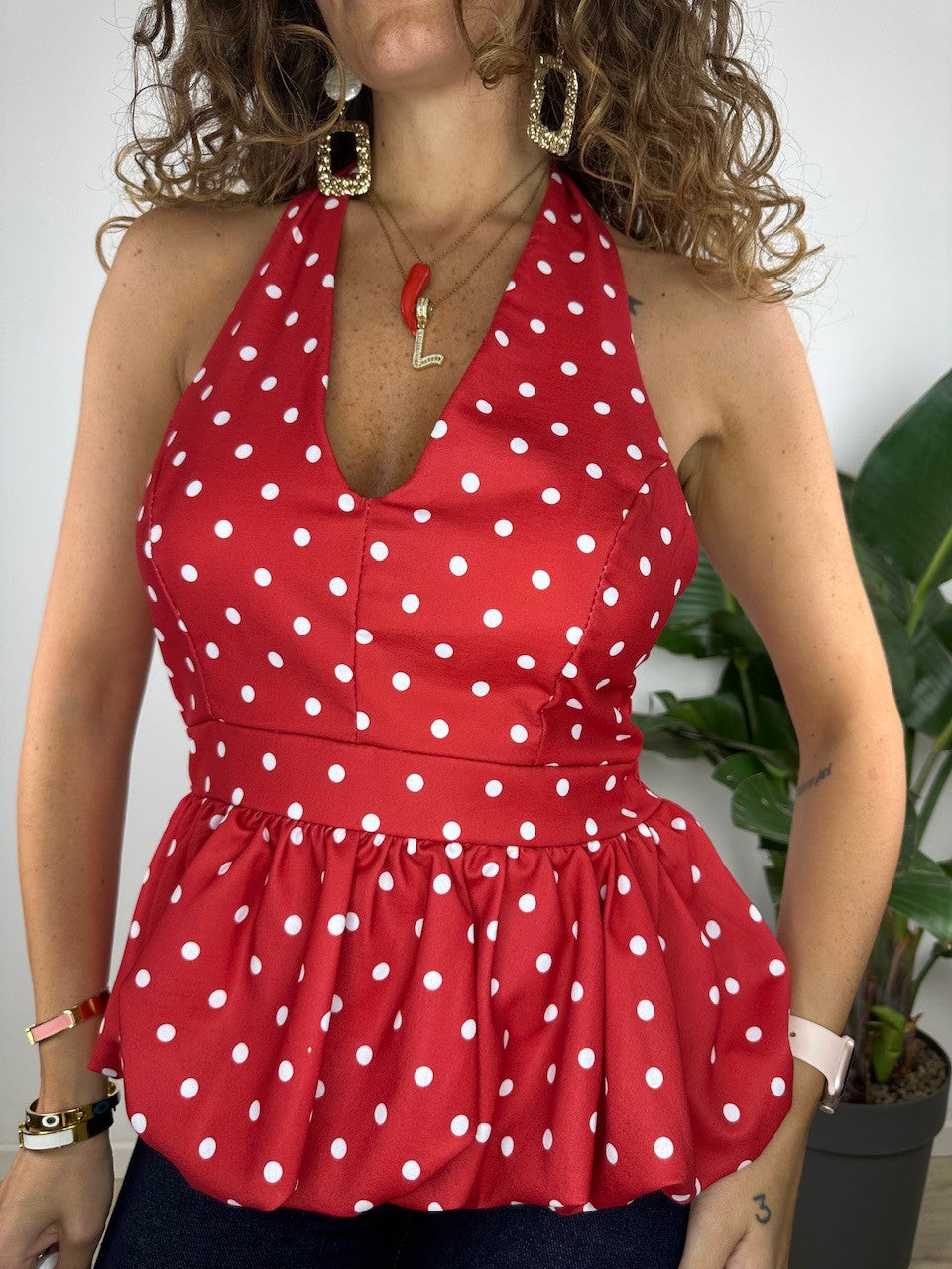 TOP CLAUDIA POIS ROSSO