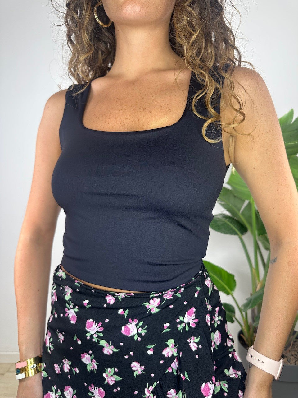 CANOTTA LICRA CROP NERA