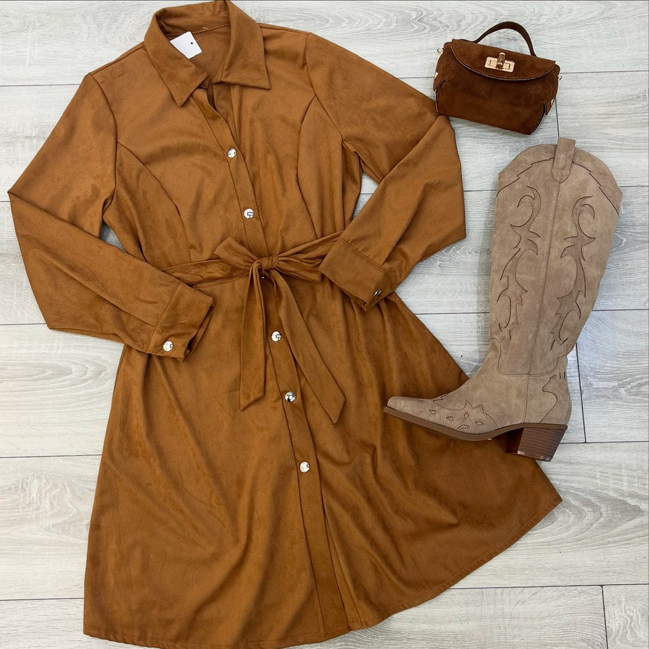 DRESS CHEMISIER ECOCAMOSCIO CAMEL