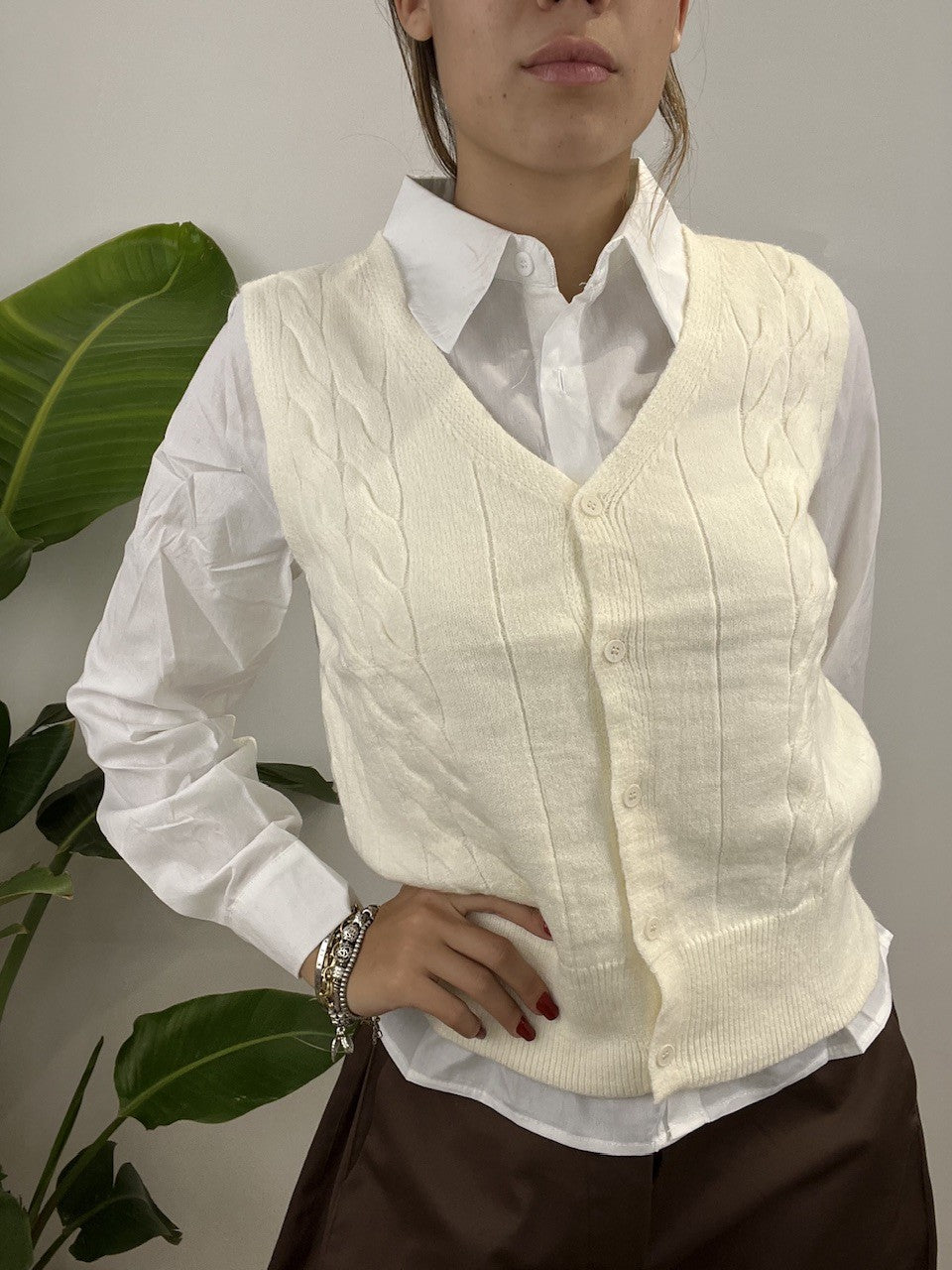 GILET + CAMICIA + CRAVATTA PANNA