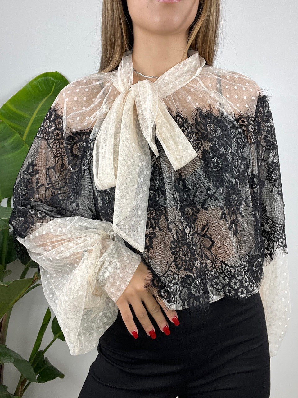 CAMICIA TOTAL PIZZO BARBARA BEIGE