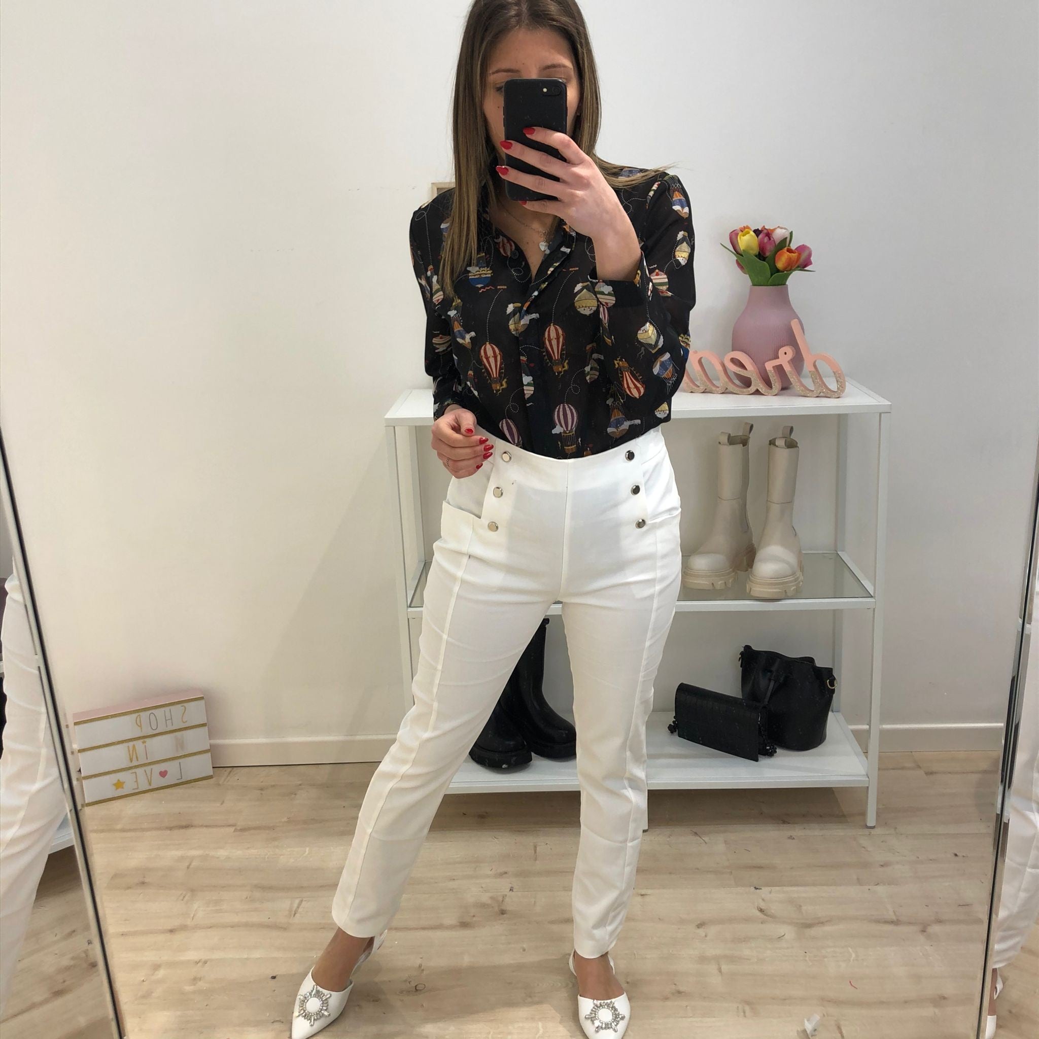 PANTALONE BOTTONI BIANCO