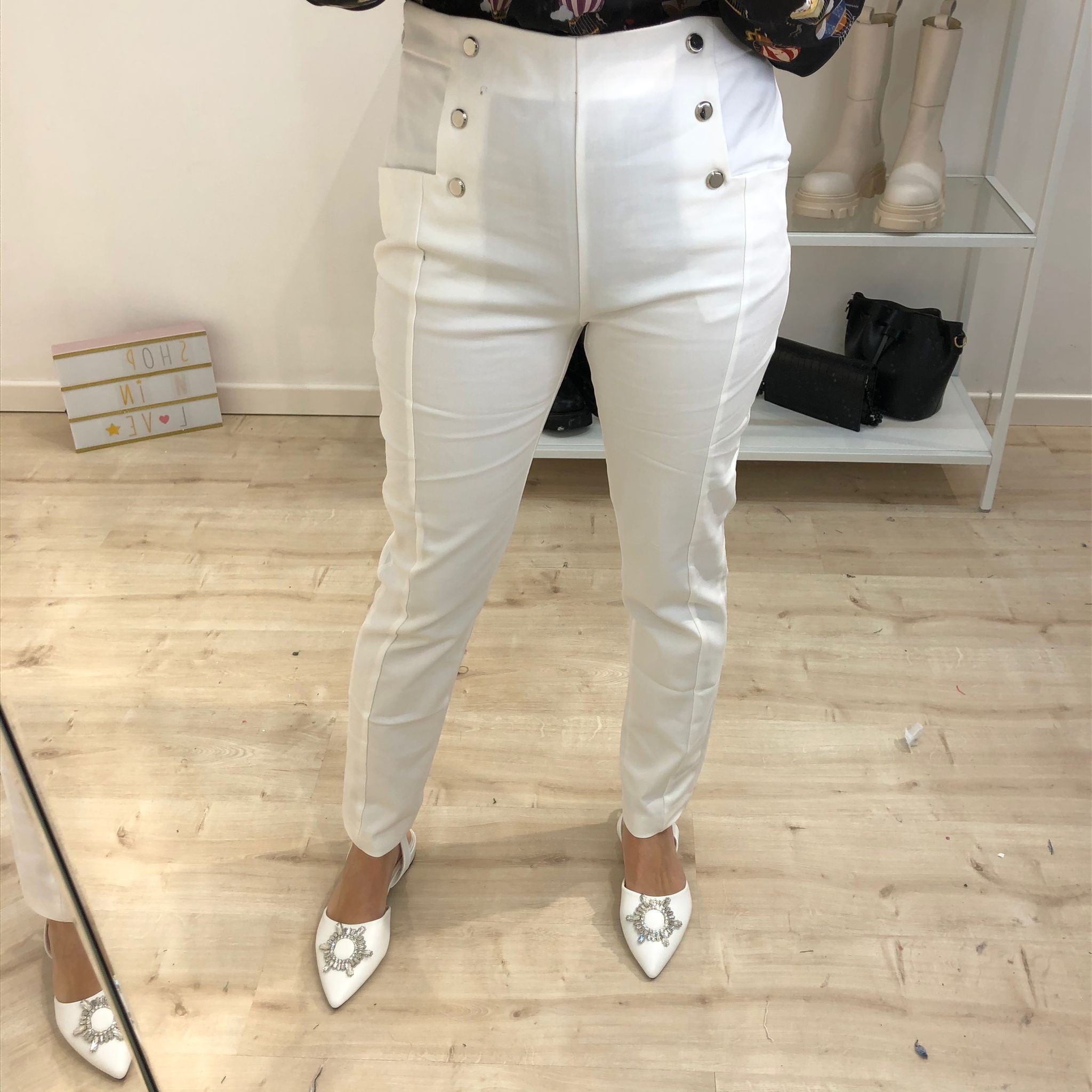 PANTALONE BOTTONI BIANCO