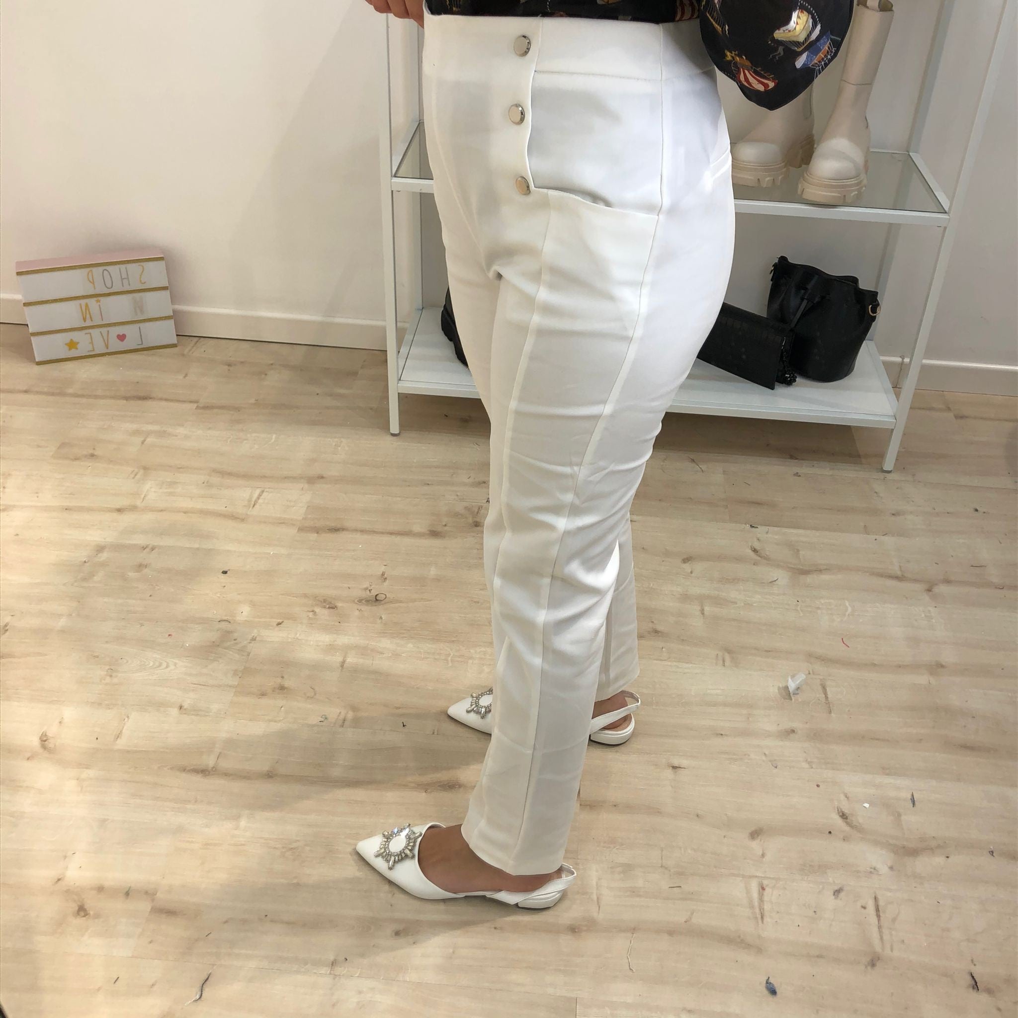PANTALONE BOTTONI BIANCO
