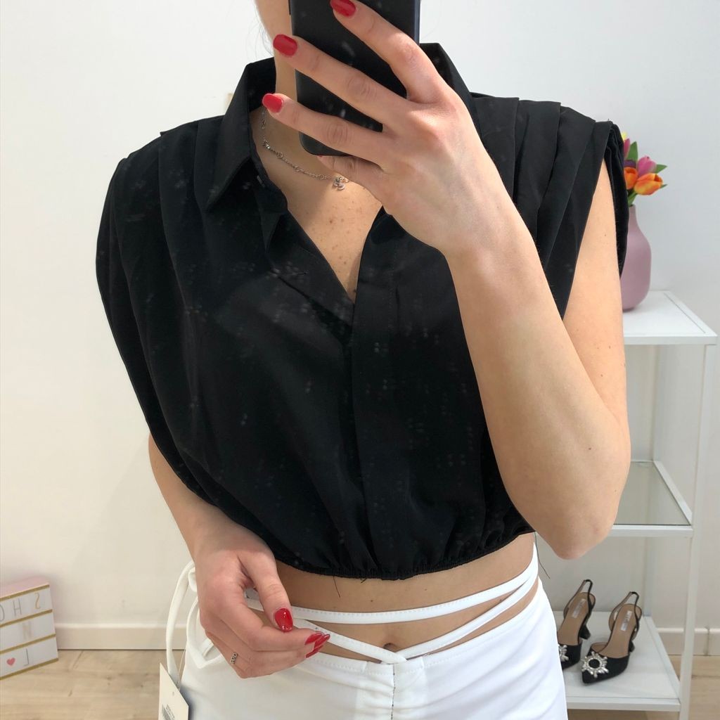 CROP CAMICIA NERO