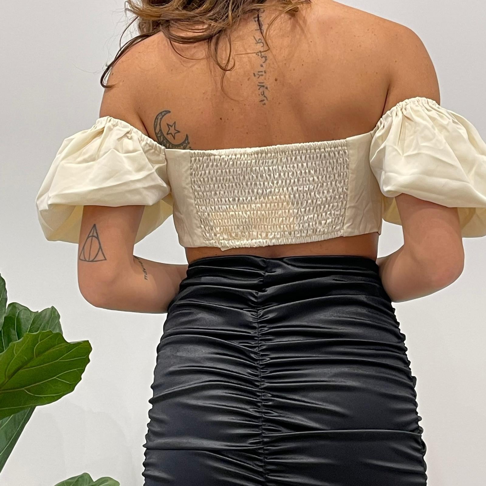 TOP MANICA SBUFFO BEIGE