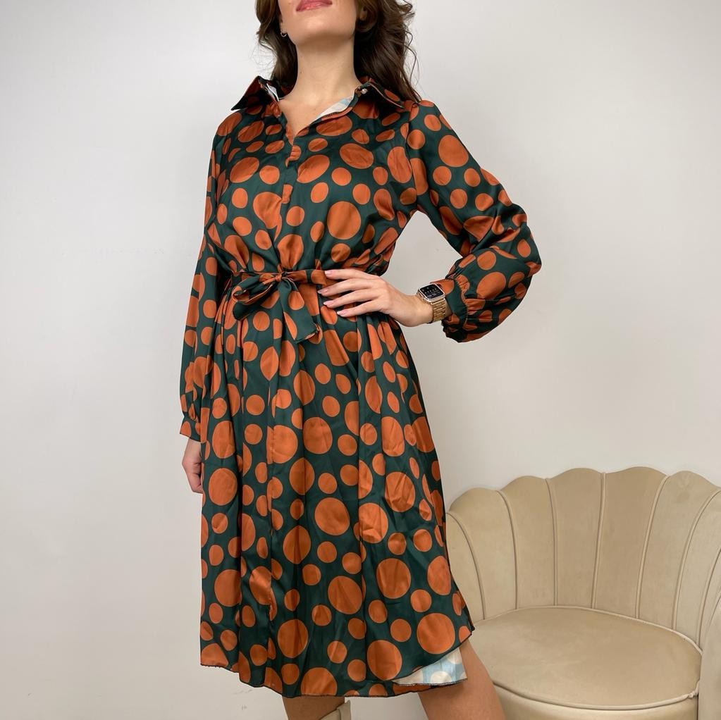 DRESS MIDI POIS VERDE