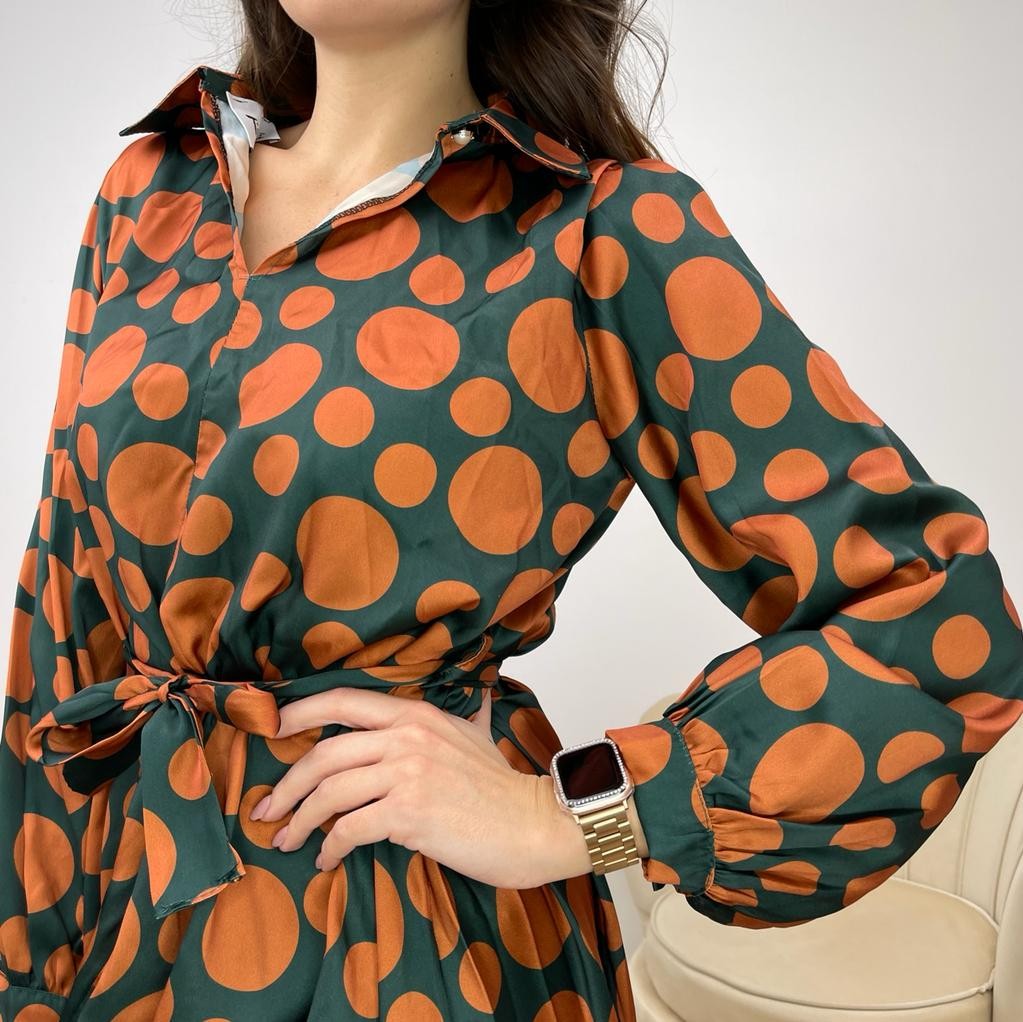 DRESS MIDI POIS VERDE