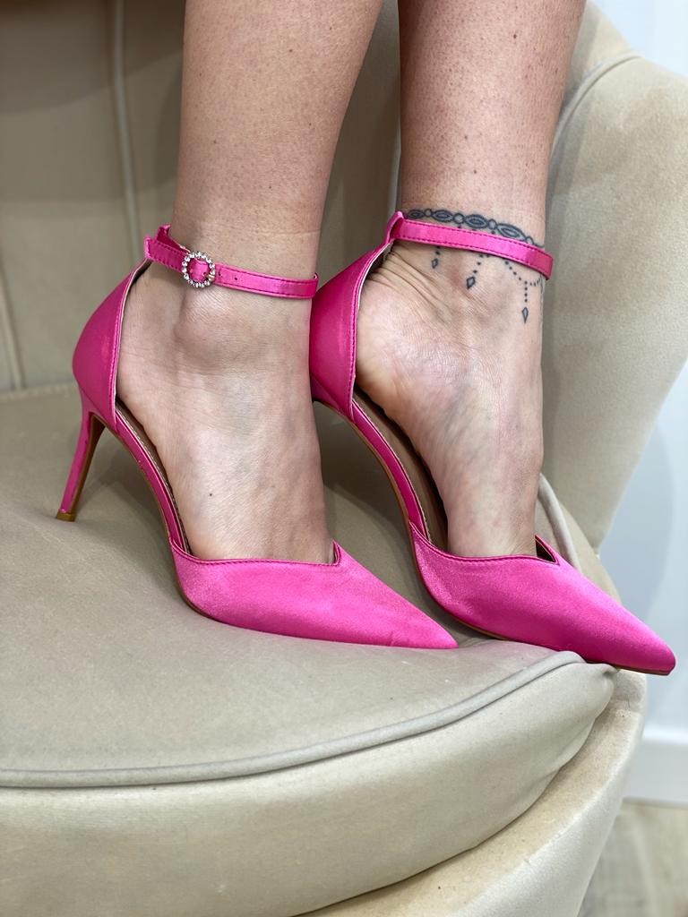 DECOLLETè EFFETTO RASO FUCSIA