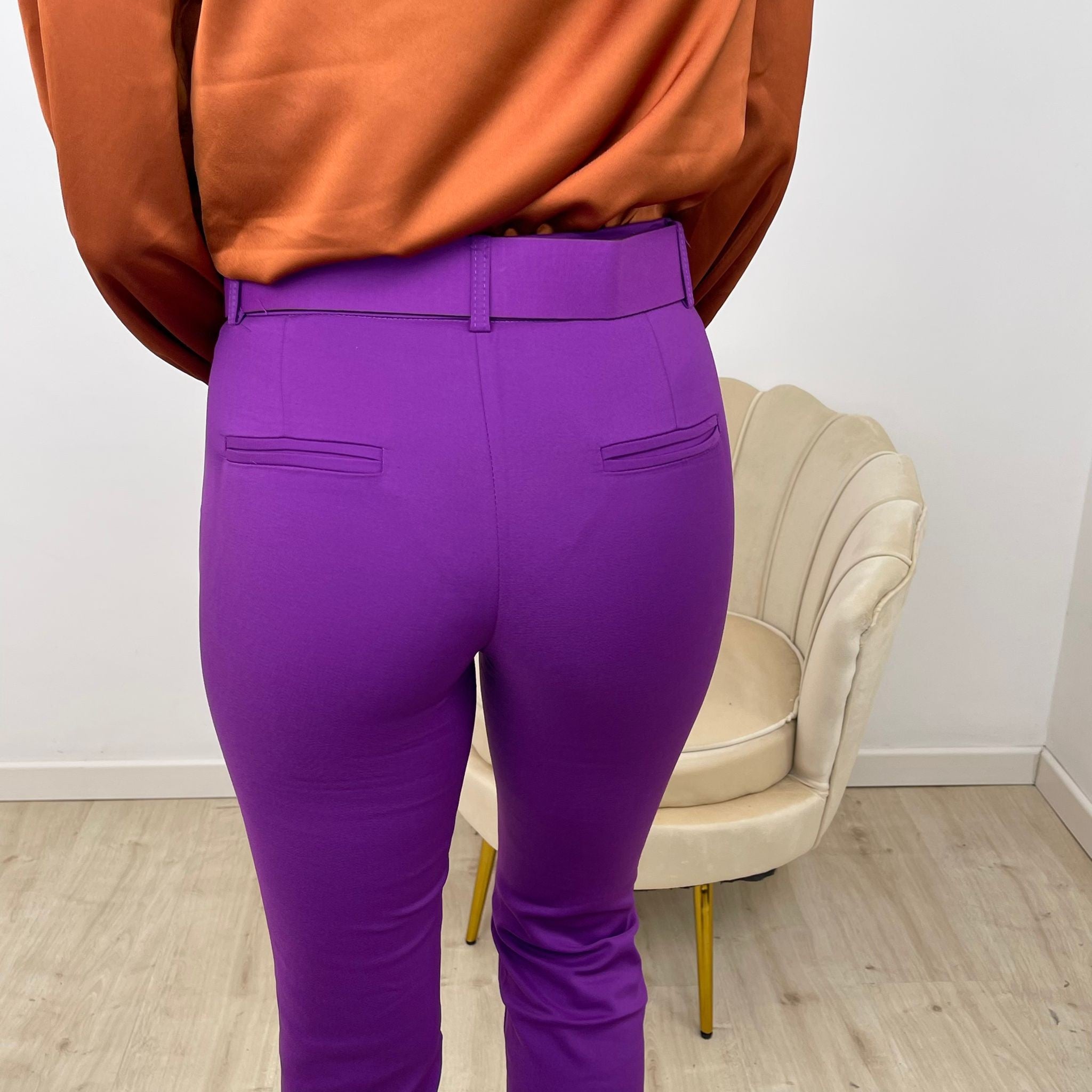 PANTALONE CON CINTURA TOP QUALITY VIOLA